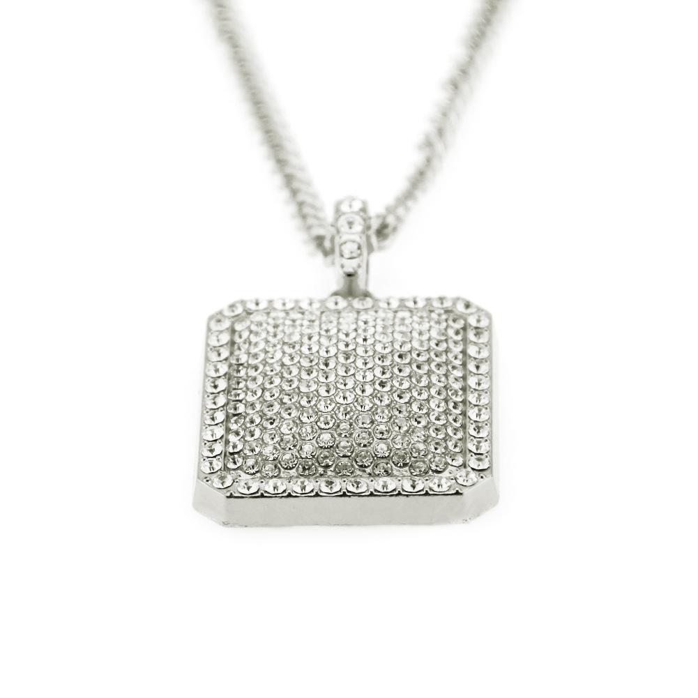 Pendentif entièrement serti de diamants étincelants, collier strass armée hip-hop