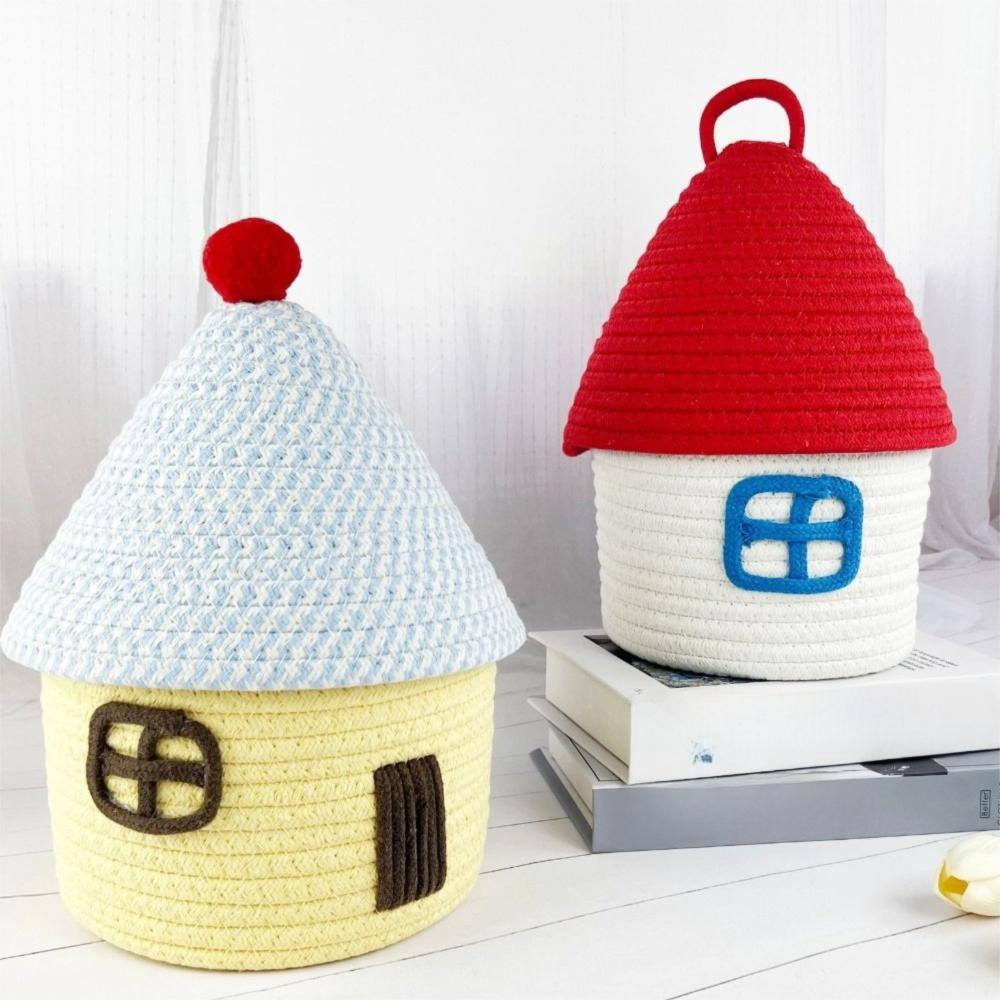 House Shape Desk Organizer Handwoven Snack Toys Organizer Cute Storage Basket  Bedroom Decor
