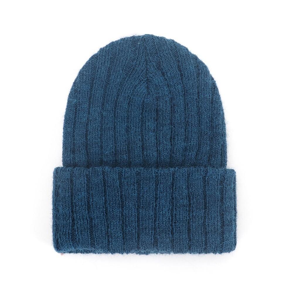 Solid Color Kids Knitted Beanie Hat Cat Ear Embroidered Bonnet Fashion Winter Cap For Children
