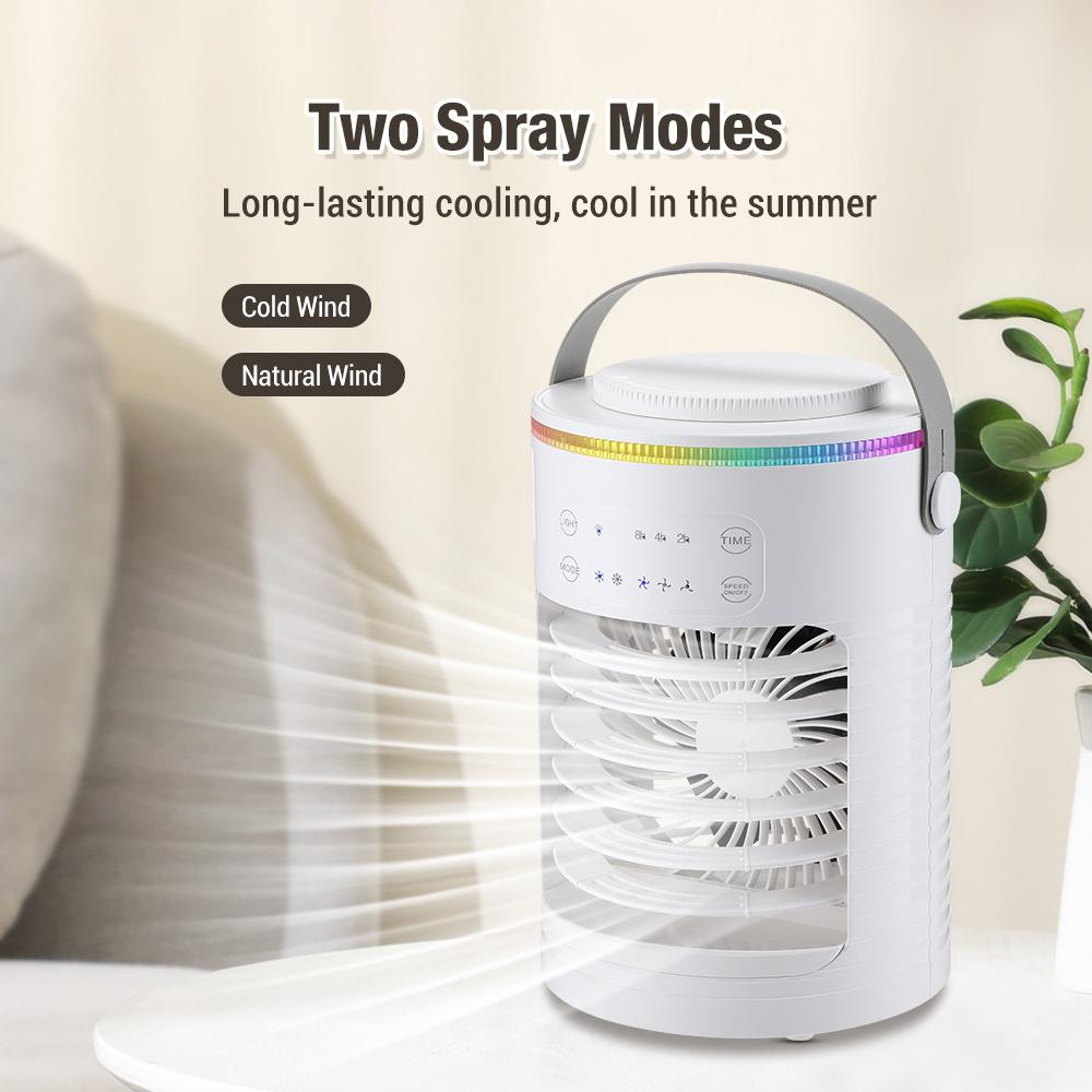 Párásító ventilátor nyári időzíthető légkondicionáló asztali 600 ml víz léghűtő otthoni irodai USB erős szél víz párásító