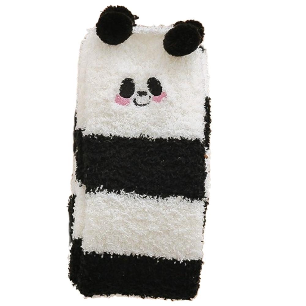 

Медвежьи чулки выше колена в полоску из кораллового флиса Сладкие зимние чулки Женские Женские Style G