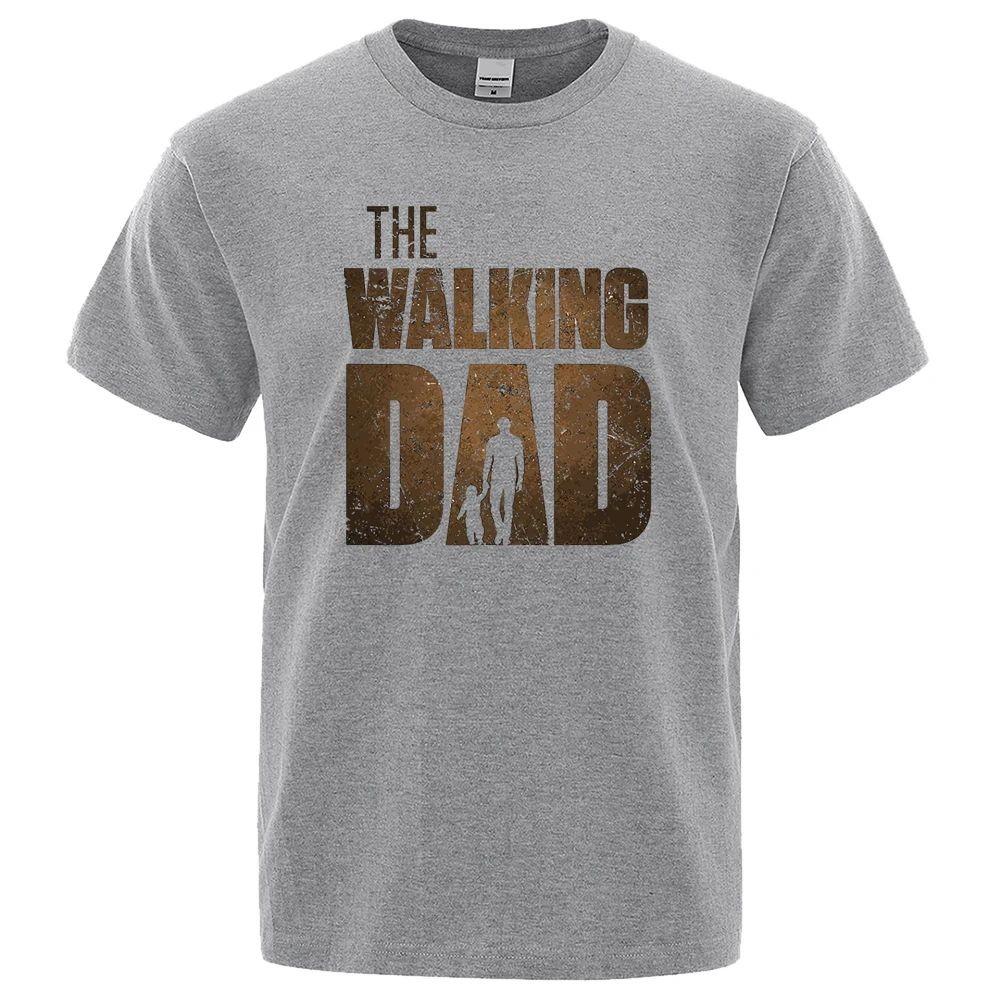 New Walking Dad Fun Street Printed Summer Mens Breathable Round Neck Tshirt Polyester Fabric Outdoor Casual Top