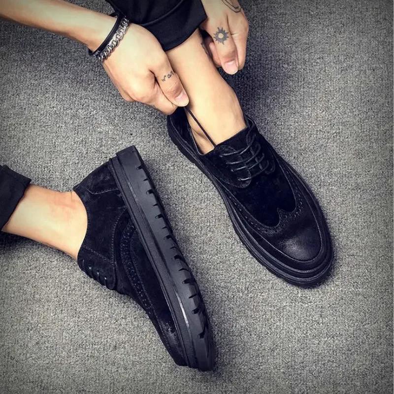 Fashion Brand Fashion Mens Flats Shoes Casual British Style oxfords Business Shoes Men Dress suede Brogue Party Formal Shoes 2025 gh7
