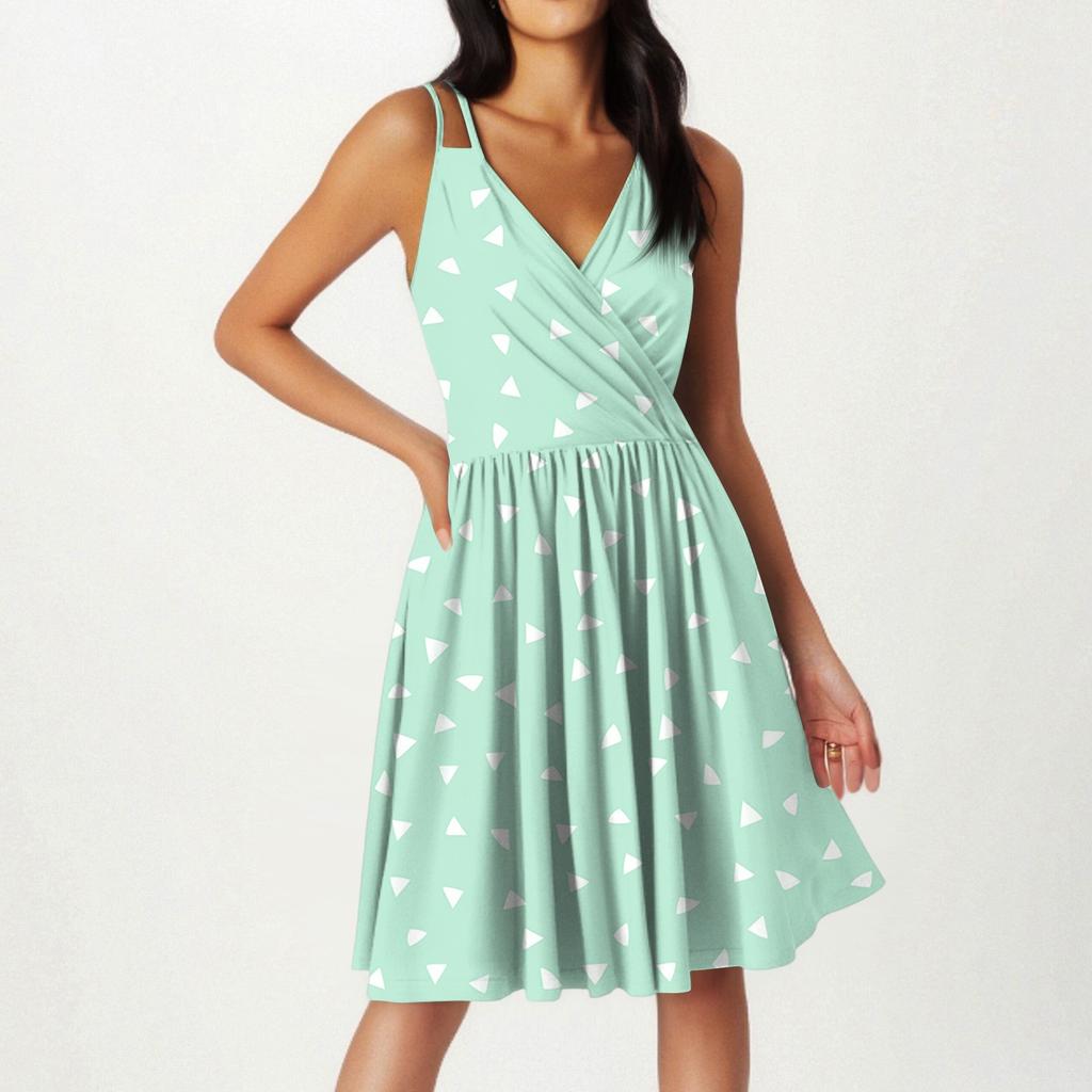 Women's Fashion Casual V Neck Casual Straps Sleeveless Floral Print Dresses