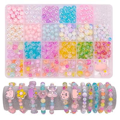 Paquete de Materiales Hechos a Mano con Cuentas para Niños Diy Pulsera de Cristal para Niñas Collar Pulsera Joyas para Niñas Juguetes Educativos con Cuentas
