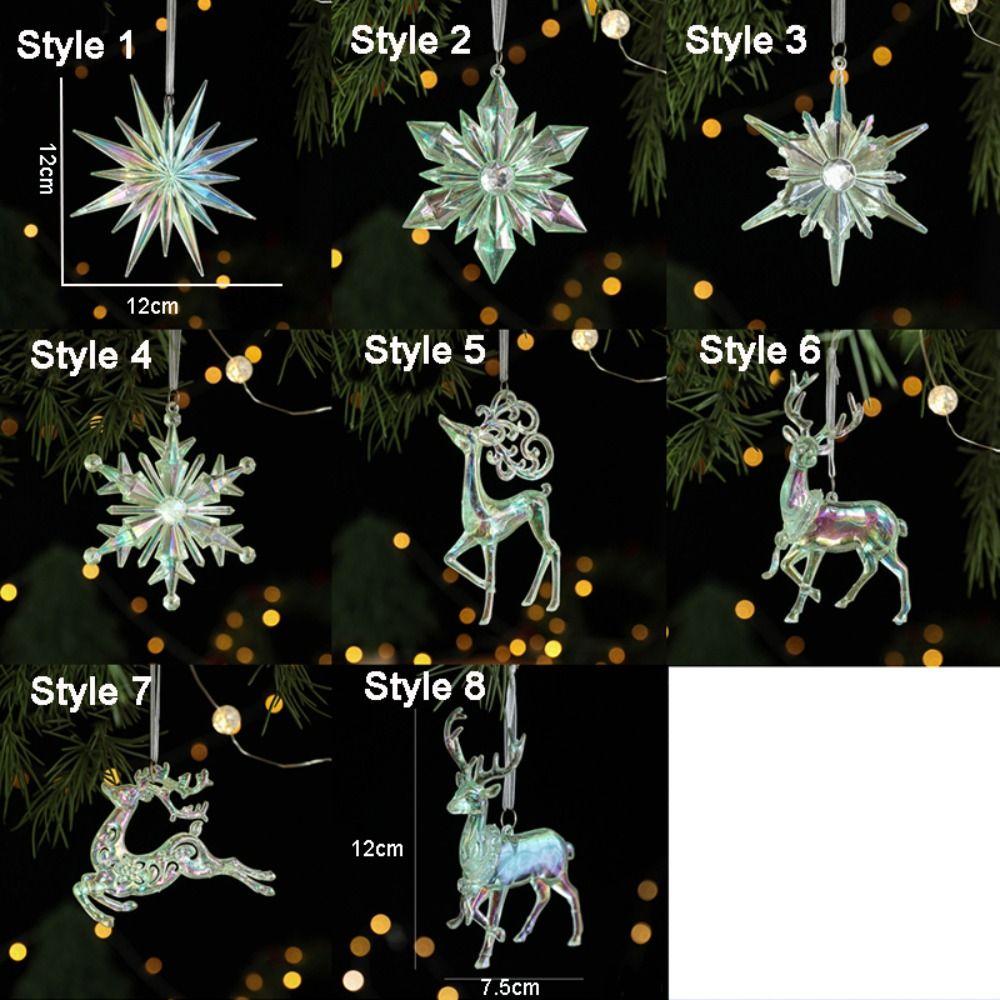 Shiny Christmas Tree Snowflake Pendant Acrylic Elk Xmas Ornament Hangging Party Supplies Christmas Tree Decorations New Year