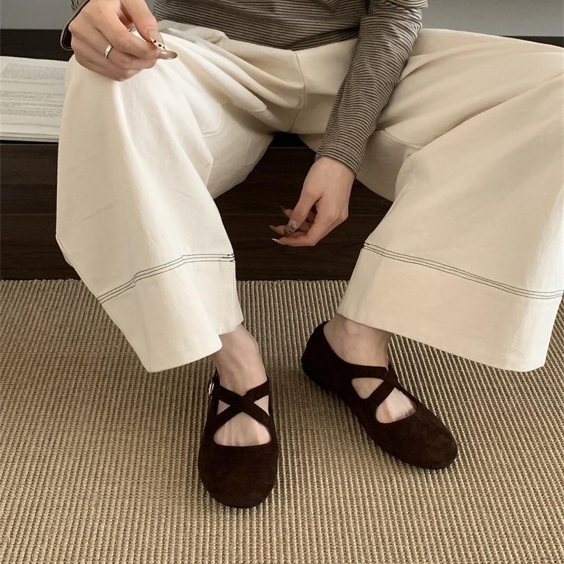Round Head Shallow Mouth Single Shoes Female Spring and Autumn New Gentle Retro Ballet Fairy Soft Flat Bottom Mary Jane Doudou Shoes