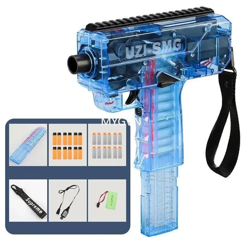 Electric Soft Bullet Continuous Firing UZI Toy Gun Submachine Model Shooting Pistol Blaster for Adults Boys Outdoor CS Games