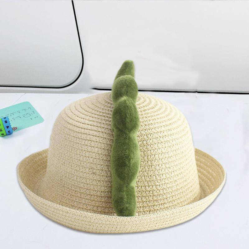 Dinosaur Eyes Baby Straw Hat Cute Super Cute Summer Men and Women Children Beach Sun Hat Children Sunscreen Basin Hat