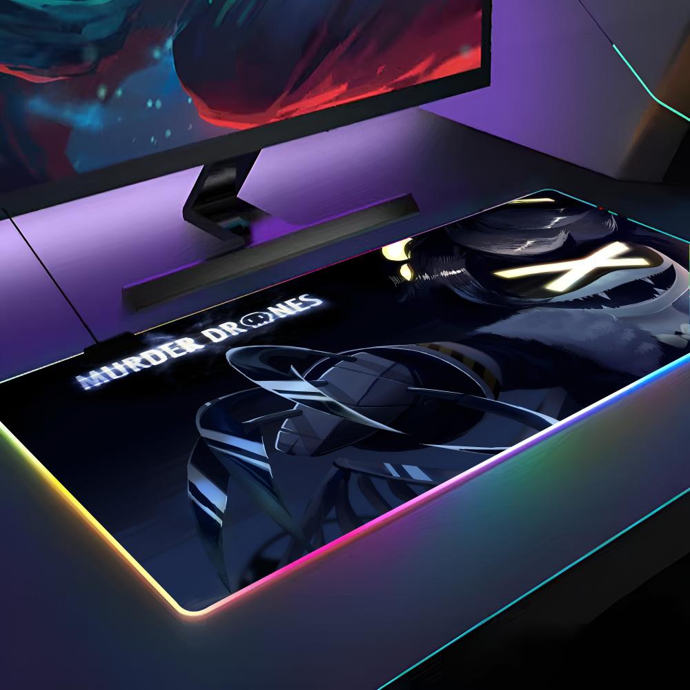 Game M-Murder Drones Mouse Pad RGB Backlit Mouse Pad Laptop Mouse Pad Laptop Gamer Computer Desk Gaming Accessories