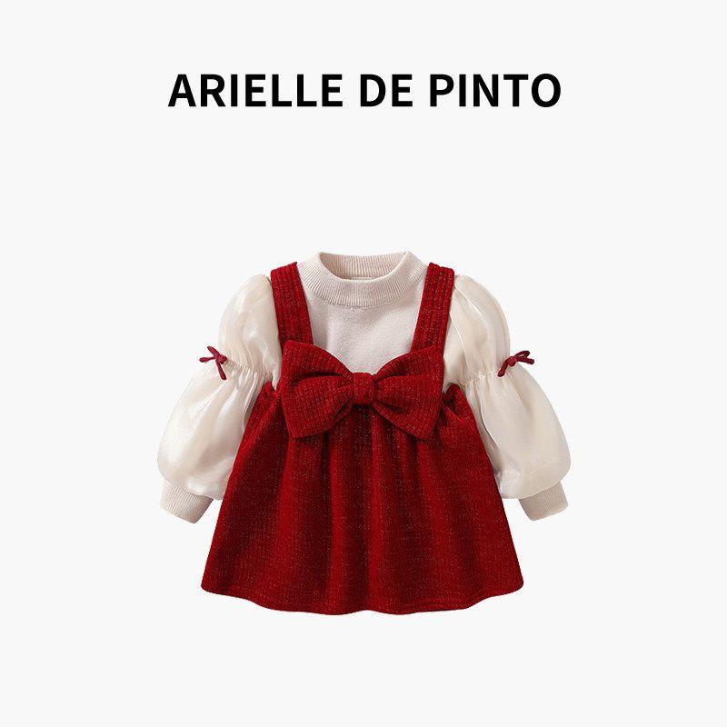 Французское детское платье Arielle De Pinto Весна-Осень, Модное платье-принцесса для девочек, Высококачественное и стильное Red 80