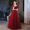 Burgundy Toast Bride 1011 New Summer Wedding Return Gauze Dress Light Luxury Banquet Evening Dress