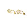 Elegant U-Shaped Black Titanium Four-Leaf Clover Flower Stud Earrings for Women