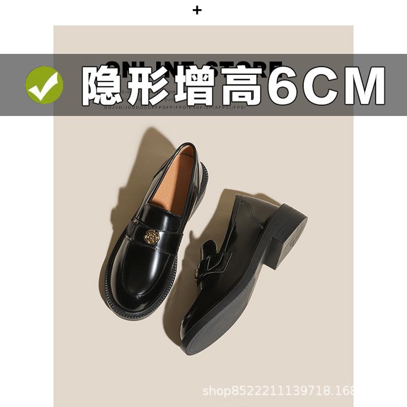 Small gold coins are versatile to increase the height of single shoes, autumn and winter velvet new one-pedal middle-heeled women's shoes