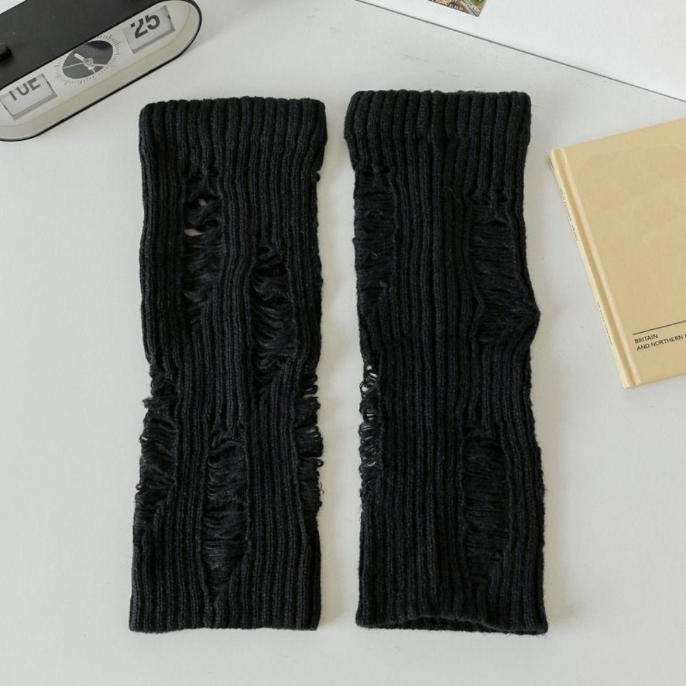 Sweet Cool Knitted Broken Hole Socks Subculture Ripped Foot Cover Fashion Knit Leg Warmer