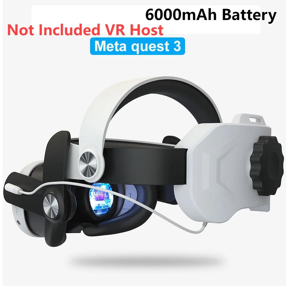 Huvudrem för Meta Quest 3 Komfortsvamp VR-huvudbonad Laddningsheadset med Inbyggda 8000/6000mAh Batterier för VR-tillbehör