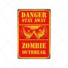 Danger Zombies Zone Retro Sign Metal Plaque Vintage Bar Pub Wall Decorative Plates Funny Poster Home Decor 20x30 CM
