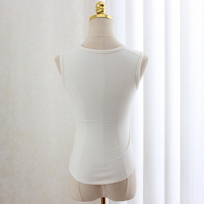 Women's 2025 Winter Korean-Style Slimming Warm Vest with Chest Pads - White, Non-See-Through