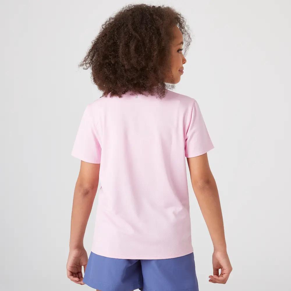 DECATHLON AT TS100 Letter Crew Neck Short Sleeve T-Shirt Pink Kids