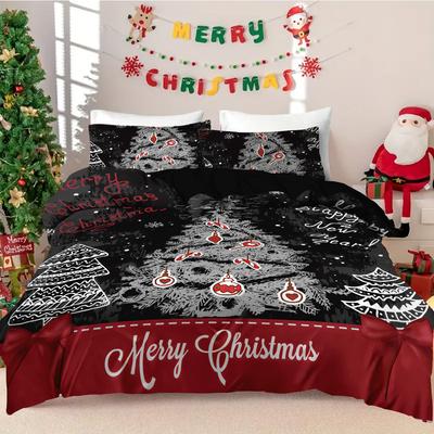 3-teiliges Bettwäscheset ohne Kern mit Weihnachtsbaumdruck, weich und bequem, geeignet für verschiedene Größen von Studentenwohnheimen