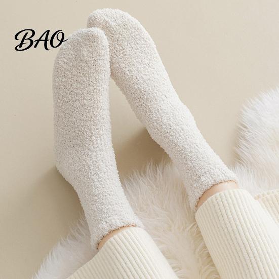 Winter Bed Socks for Cold Feet Coral Fleece Crew Women, Thickened Non-slip Warm Socks, Fuzzy Plush Lining Thermal House Soft Mittens Weather Velvet