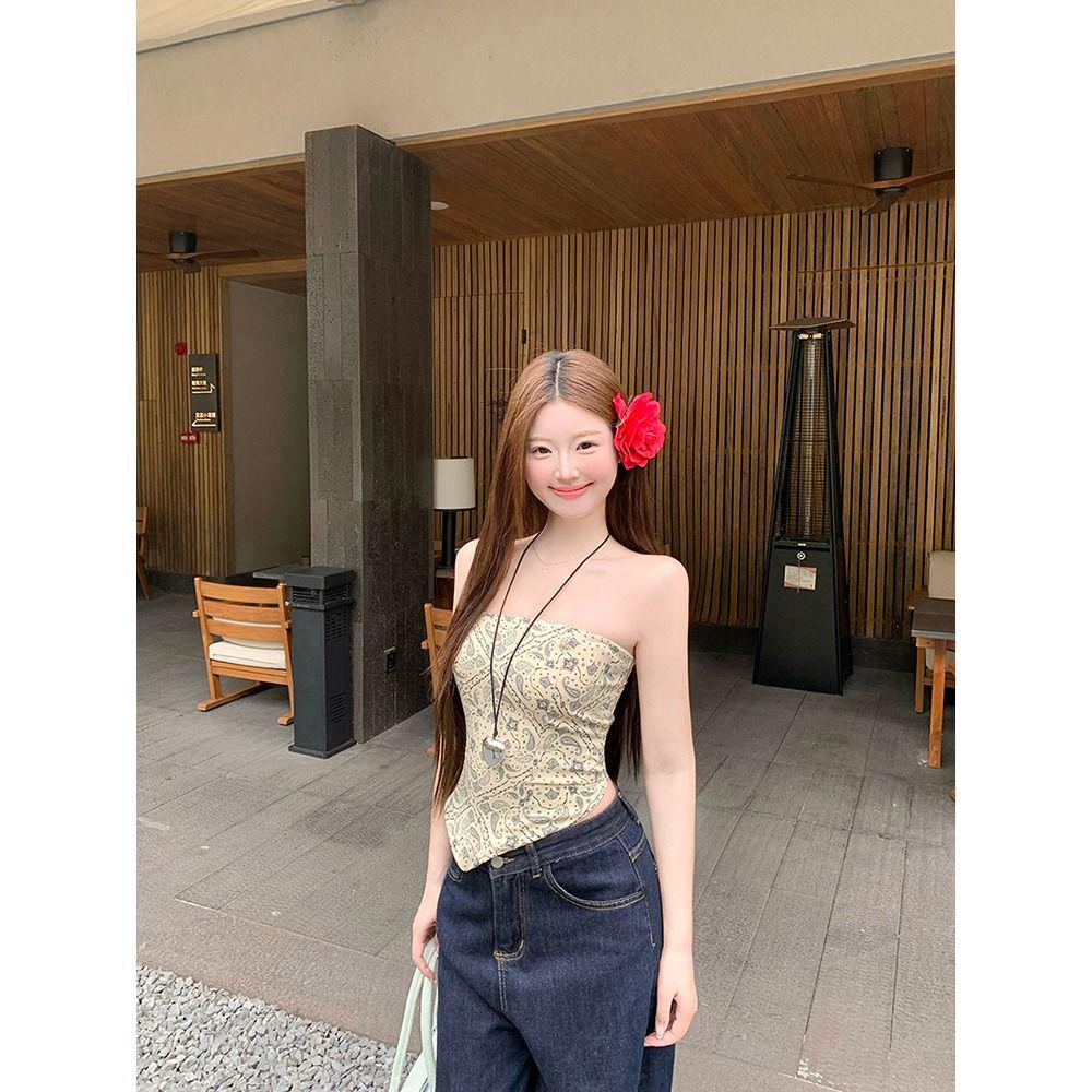 

Женский цветочный ретро топ без рукавов с неровным низом – Сладкий и пикантный стиль S - High Quality