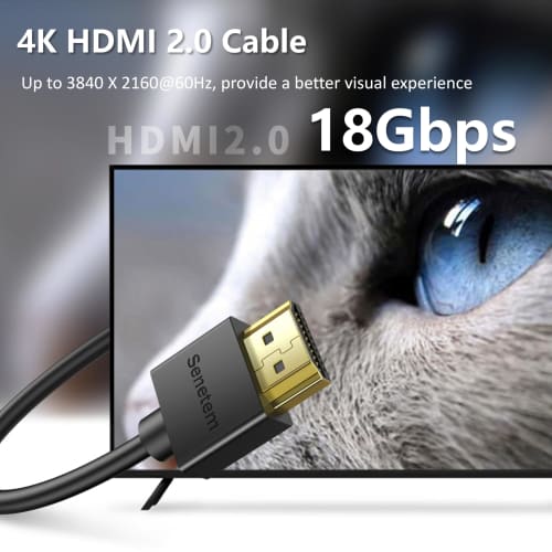 Senetem HDMI Cable 3m HDMI2.0 Standard Slim Thin High Speed ??18Gbps 4K@60Hz/HDR/ARC/3D/Ethernet Compatible with TVs, PS5/4/3, Xbox, Nintendo Switch,