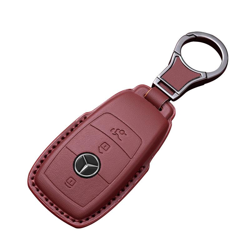 Mercedes-Benz Original Color Nappa Leather Key Case for GLE, GLAC200L, C260L, E300L, E-Class, S-Class, and C-Class.