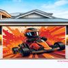 2D plane, illustration of kart driver in one racing suit, providing a perfect backdrop for your party