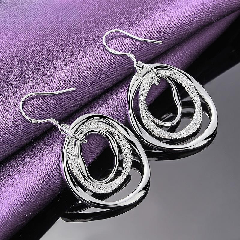 Silver-plated Copper Circle Pendant Earrings Fashion Jewelry