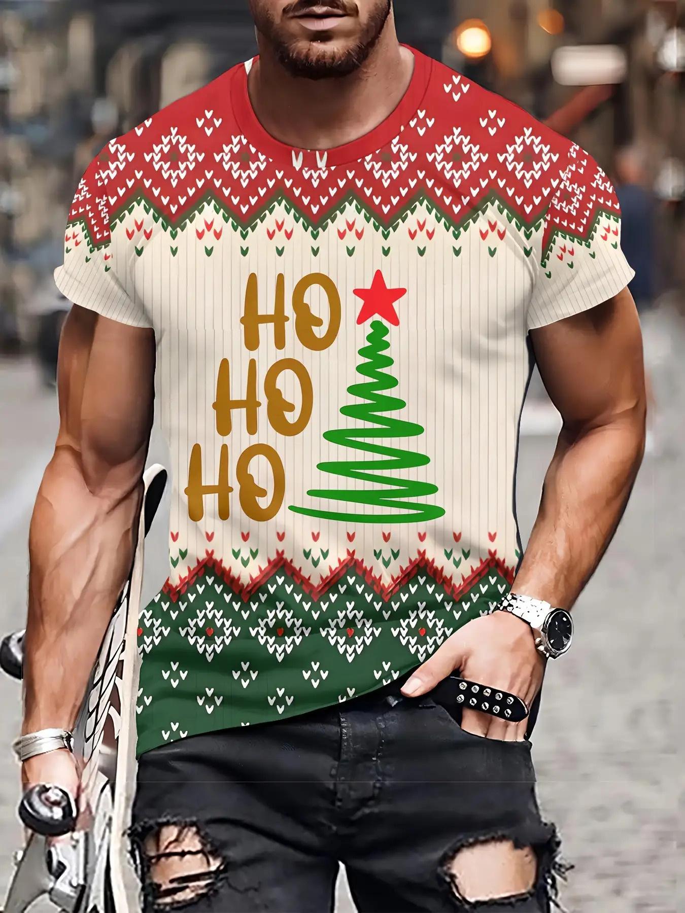 Kukebang 2026 Kerst 3D Geprint T-shirt Cartoon Grafisch T-shirt Voor Mannen Rendier Snoep Grafisch T-shirt Cadeaus Oversized T-shirt 2XL