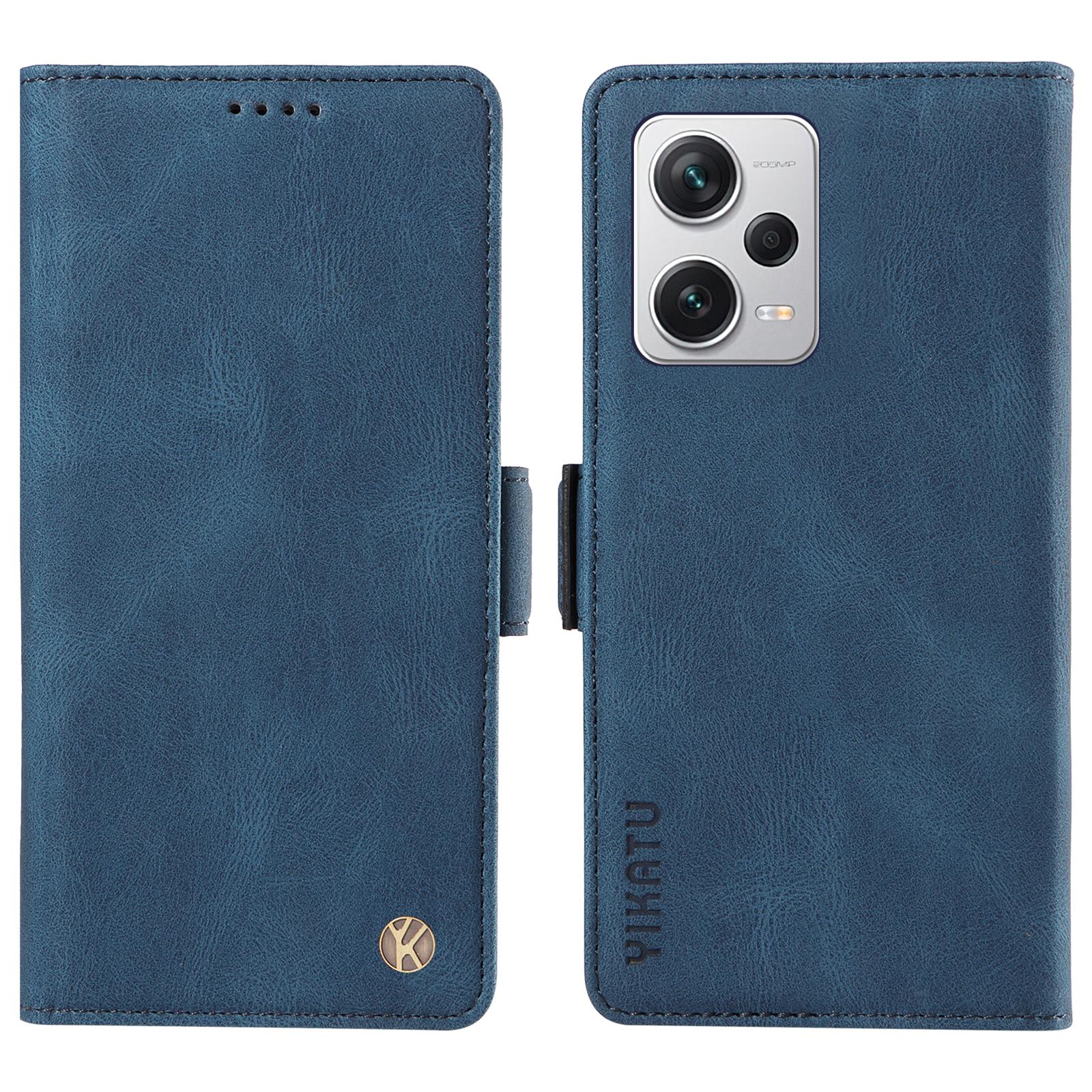 

YIKATU YK-005 For Xiaomi Redmi Note 12 Pro+ 5G Phone Cover Skin-touch PU Leather Wallet Case Blue