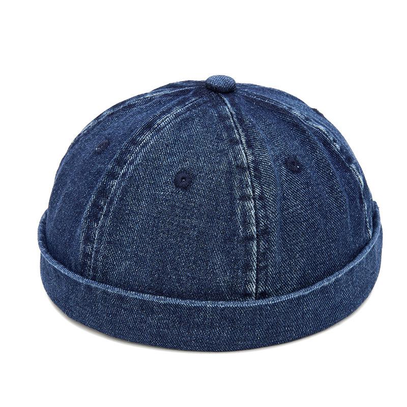 Unisex Washed Denim Skullcap: Street Style Brimless Hat for Hip Hop Fashion