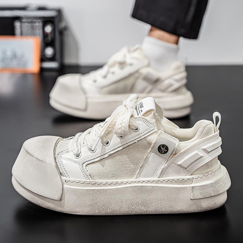 Men's Low-Top Canvas Sneakers Flat Bottom Casual ShoesSummer Trendy Sports Shoes New Round Toe Rubber Sole Non-Leather Material