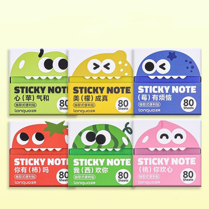 1/6pcs Fruit Funny Sticky Notes 80 Sheets/Pad Self-Adhesive Cartoon Memo Pads Pastel Post Memo Notes Office Stationery A7914