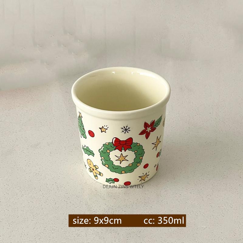 Cute Ceramic Plates Christmas Party Desserts Cake Plates Children's Breakfast Milk Cups Household Kitchen Ceramic Noodle Bowls