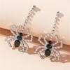 Halloween Jewelry Black Cubic Rhinestones Dangle Spiders Earrings For Women Girl