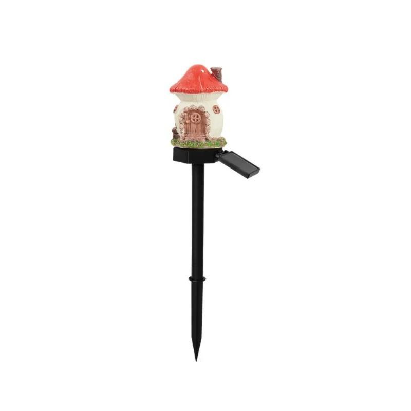 Multi Craft LED Solar Lawn Light Resin Cottage Waterproof Garden Lamp Miniature Fairy House Mushroom Decor for Outdoor Yard Patio Pathway