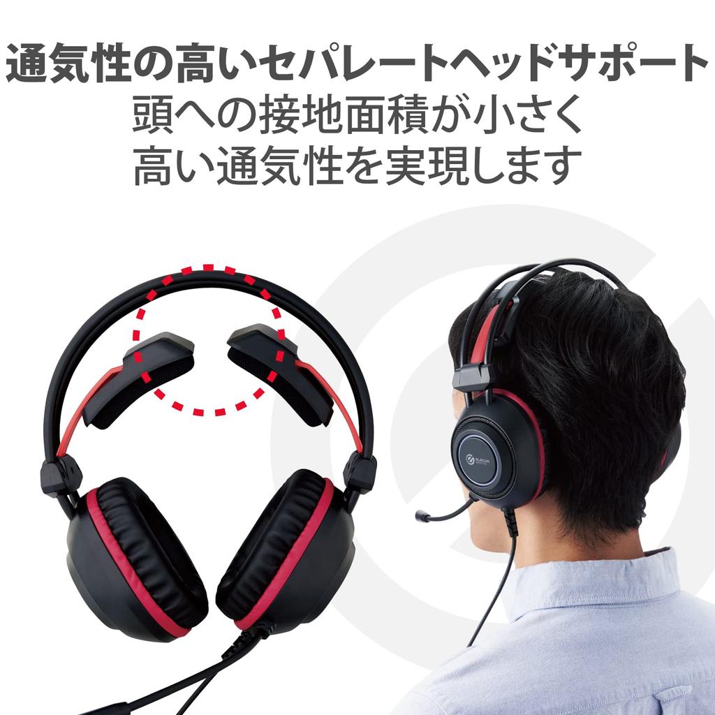 Elecom Gaming Headset Head Support with RGB with PS5 PS4 USB Overhead 50mm Driver Black [Separate LED] [Compatible NintendoSwitch] 2.0m HS-G52PBK