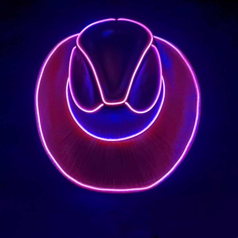 Glowing Decor Supplies Luminous Cowboy Hat LED Pearlescent Cowboy Cap Fashion Neon Light Hat For Party