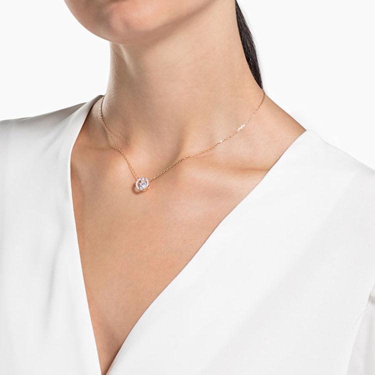 Swarovski Sparkling Heart Crystal Necklace Women Necklace Rose-Gold 5272364