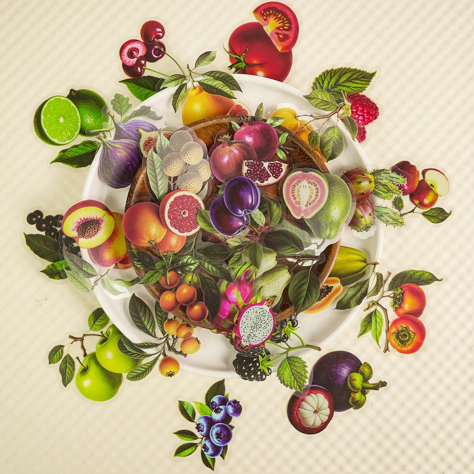 56 Realistic Plant Fruit Transparent Pet Stickers Handbook Diary Diy Stickers