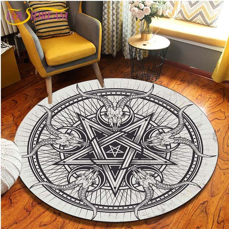 Satan Skull 3D Print Waterproof and Non-slip Circle Cute Floor Rug Round Area Rugs Living Room Children Chair Tent Carpets