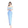French High-end Blue Neck Tube Top Dress Design Sense Beach Vacation Temperament Hip Skirt Summer