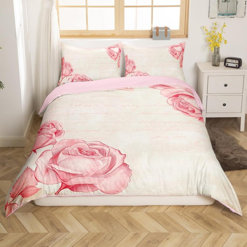 Dreamy Pink Bow Duvet Cover Queen King Size Princess Style Cute Bow Print Suitable For Kids Girls Teens Bedroom Decoration 3 Pcs