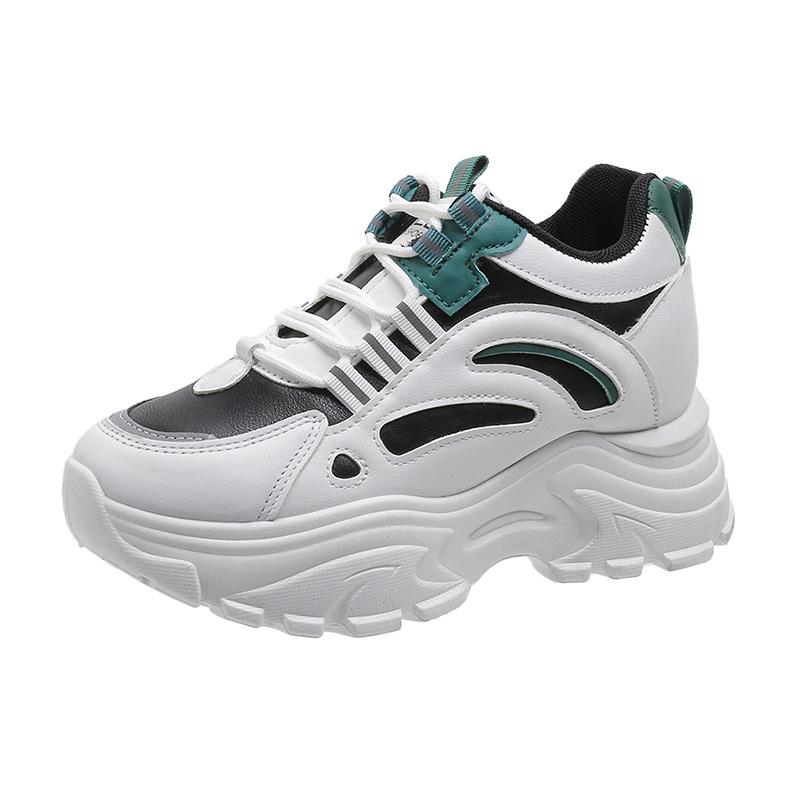 

Женская обувь на толстой подошве с внутренней платформой, осень 2025, новая, универсальная и стройнящая, белые туфли-маффины, модная цветовая гамма, спортивный и повседневный стиль s 35 чёрный