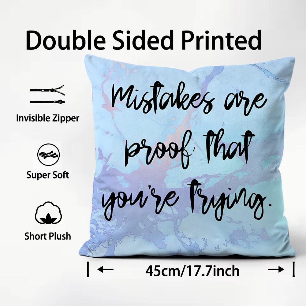 Encouraging Text Ins Cushion Cover Plush Fabric Soft Double-Sided Printed Sofa Warm Winter Home Child Gift Pillow Case