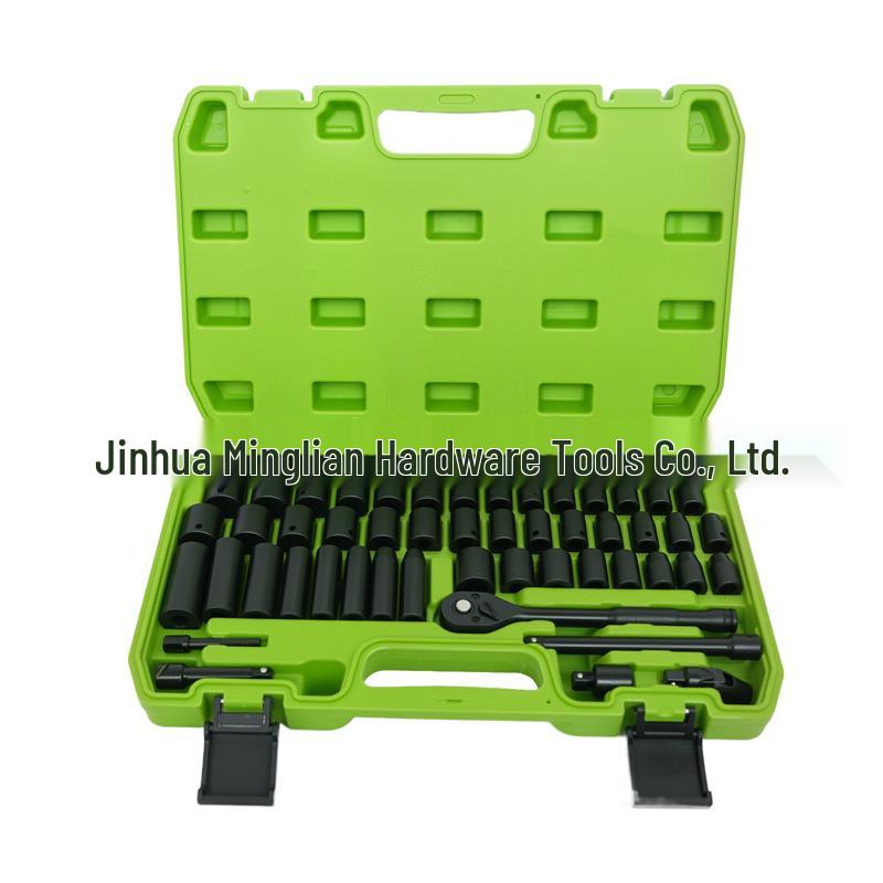 50-Piece 72-Tooth Pneumatic Ratchet Wrench & Extended Inch/Metric Impact Socket Set