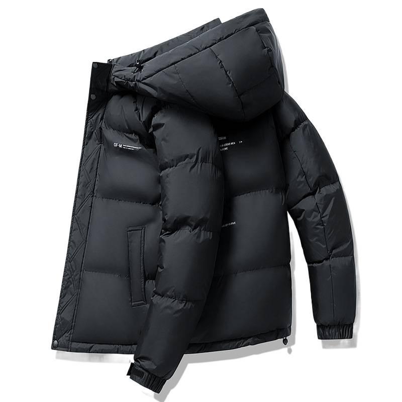 Herren Trendy Kapuzen-Wintermantel Schwarz-Gold Graphen - Lässig, Dick, Vielseitige Oberbekleidung