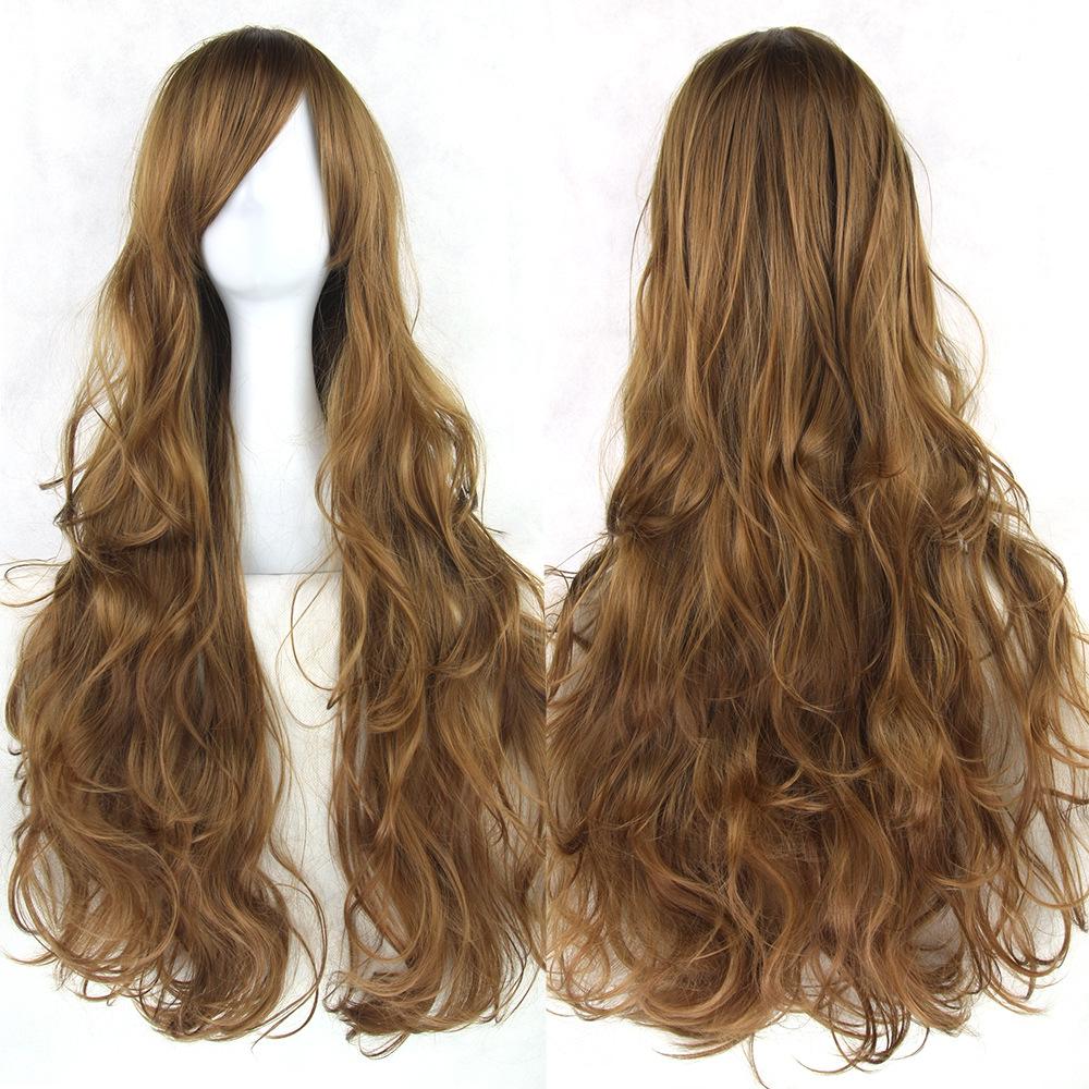 80CM Top Quality Side Bang Layered Shaggy Long Curly Heat Resistant Charming Cosplay Wig